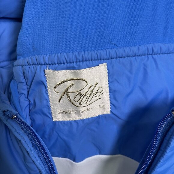 Vintage 80s Roffe Ski Bib Overalls Blue Nylon Insulated Snow Pants Womens Small - Picture 8 of 14